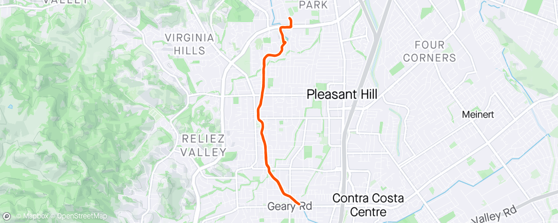 Map of the activity, Contra Costa Canal Trail - Runmeter
