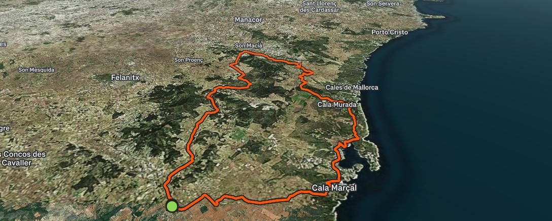 Map of the activity, Bicicleta de montaña por la tarde