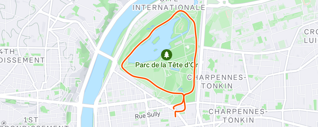 Map of the activity, Course à pied le matin