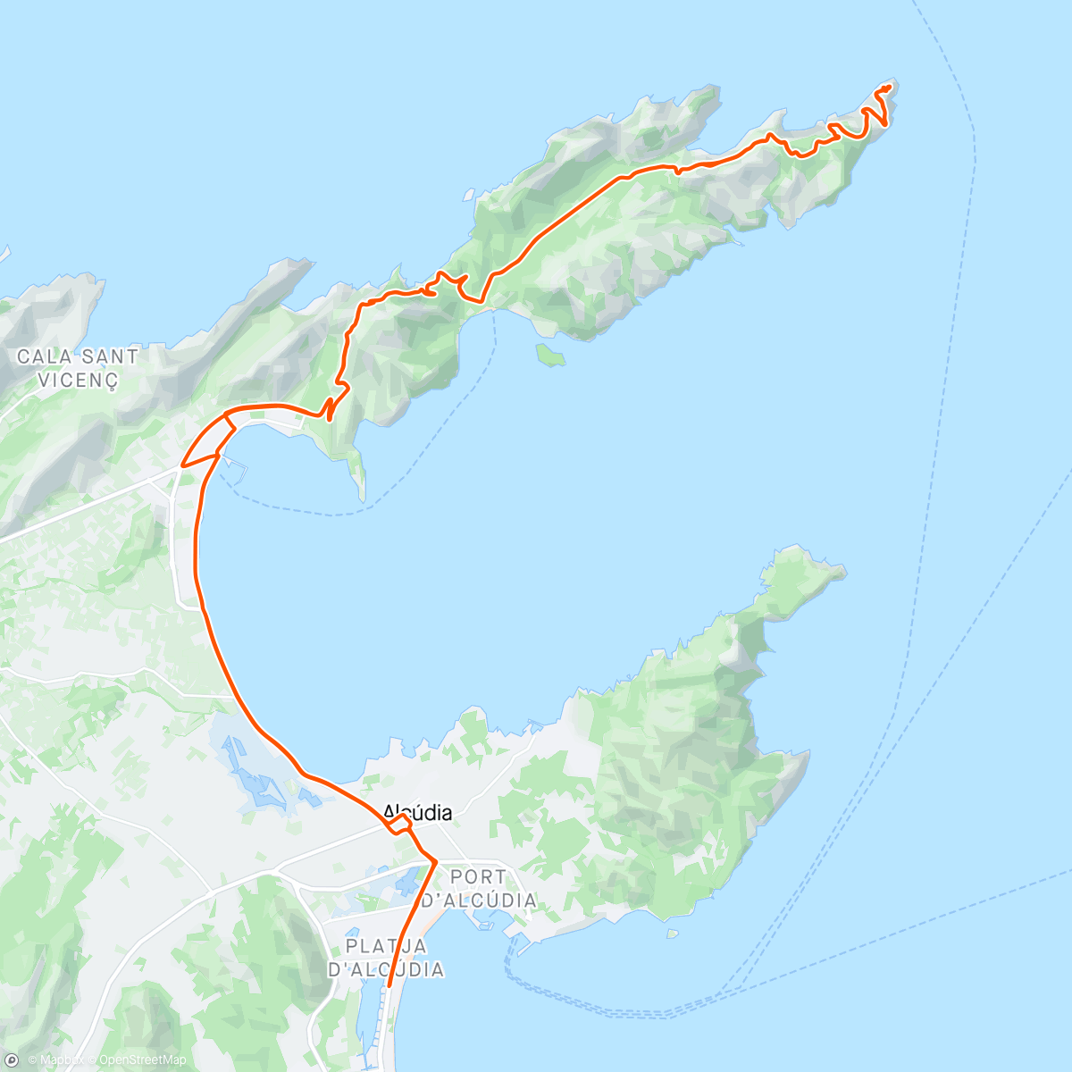 Map of the activity, Kjølig tur til Cap de Formentor. Begynner å bli litt værsjuk. Nå kan sola komme snart