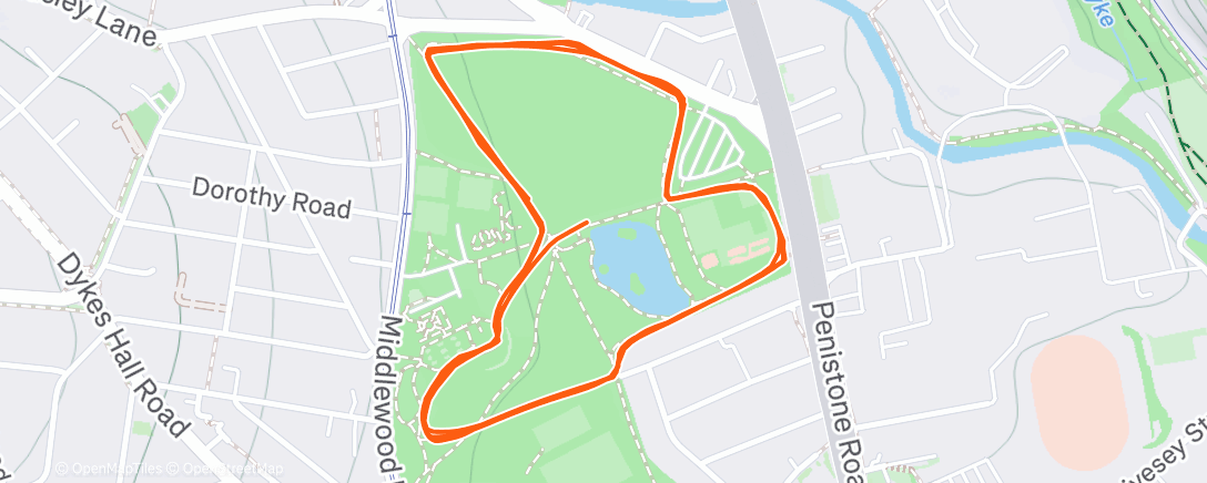 Map of the activity, Morning Run Sheffield, England ☀️