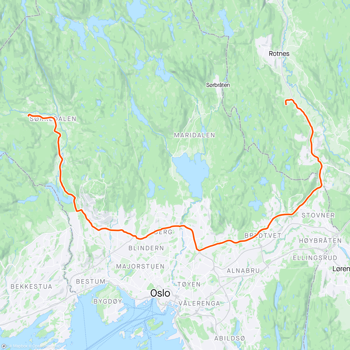 Map of the activity, TCK KM#1: Sørkedalen ITT