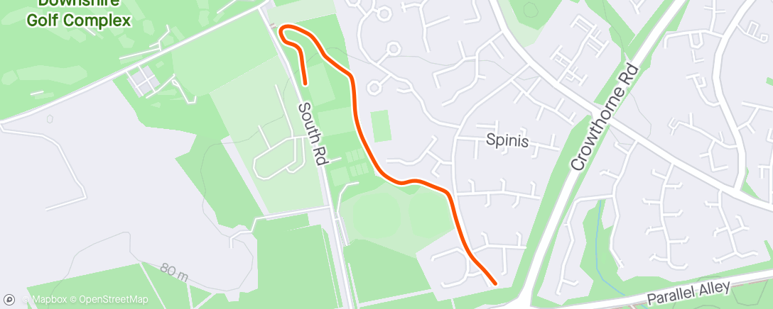 Mapa da atividade, Warm up to bracknell park run