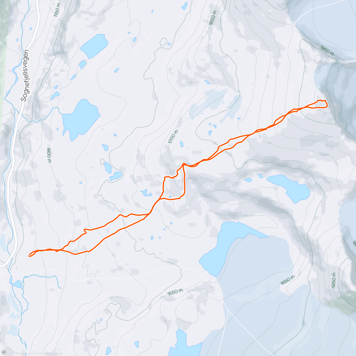 Mapa da atividade, Veslbreatinden, 2092 moh