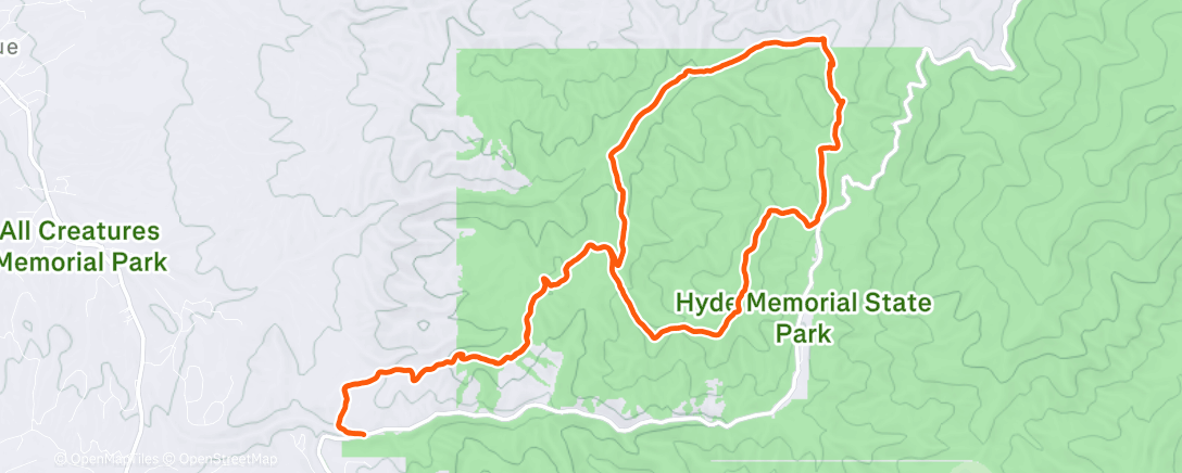 Map of the activity, Afternoon Run