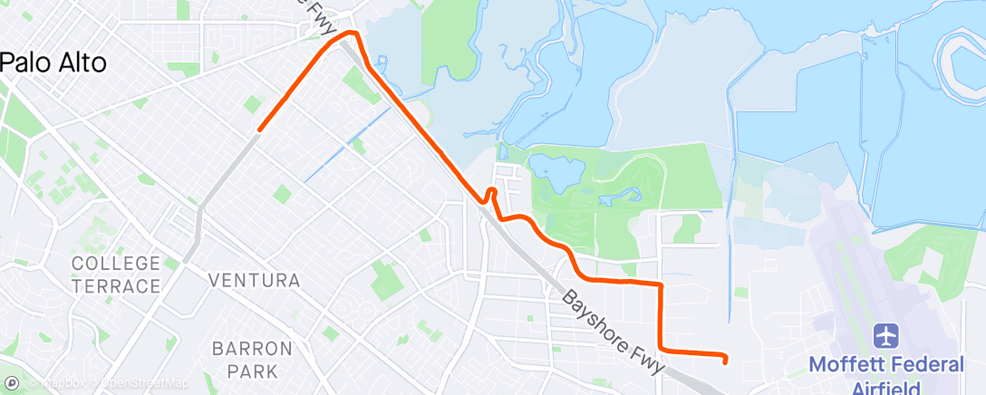 Map of the activity, SV evening commute. If you ride through Google instead of on the trail, the headwind isn’t so bad.