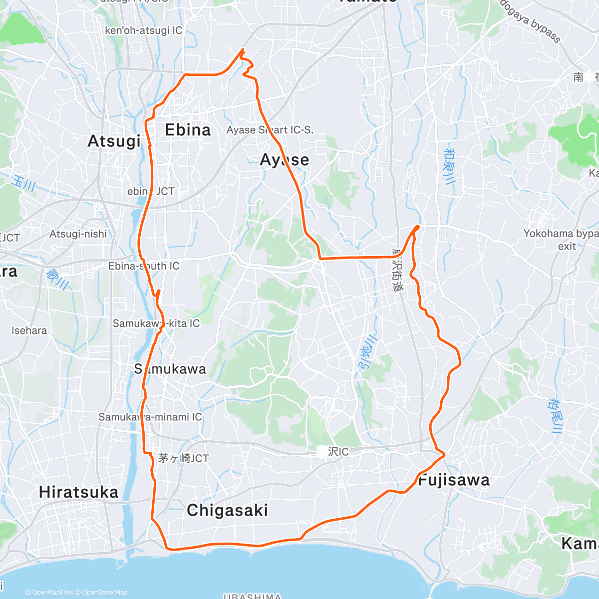 Map of the activity, 茅ヶ崎～境川サイクリングロード🚴‍♂️