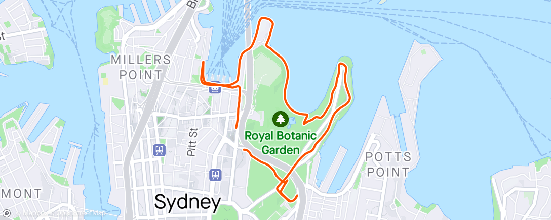 Map of the activity, Sydney Sightseeing run with J