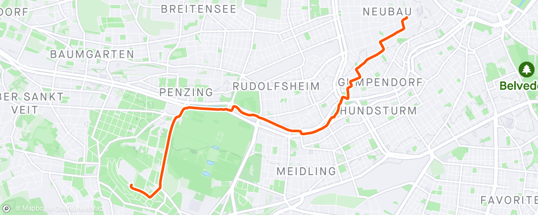 Map of the activity, Ride am Abend
