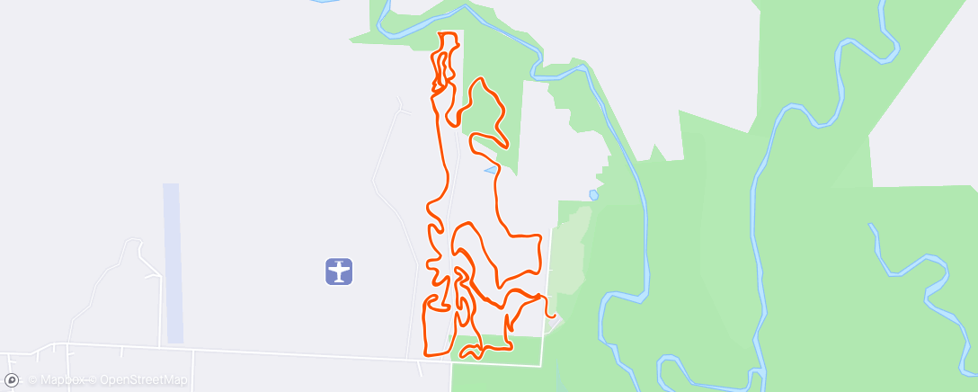 Map of the activity, 3 laps at Denton MTB trail,Looks like Ben cleared the inner loop! come get some