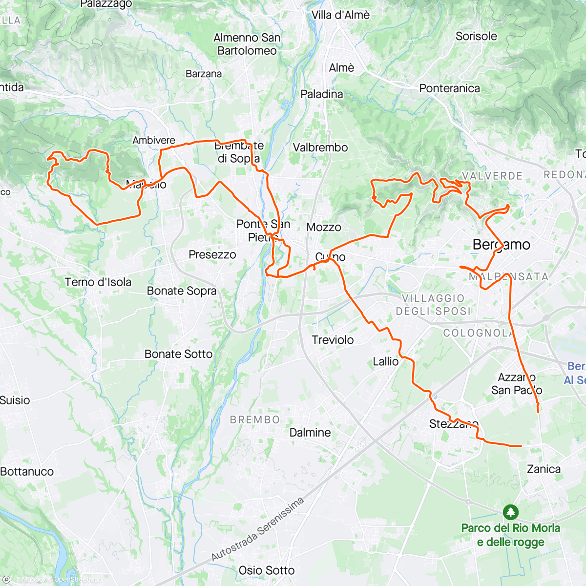 Map of the activity, Cabergnino mattutino | Mapello e ritorno con giro città alta
