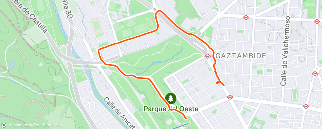 Map of the activity, Caminata de noche