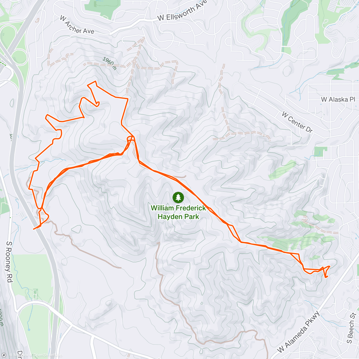 Map of the activity, Afternoon Trail Run