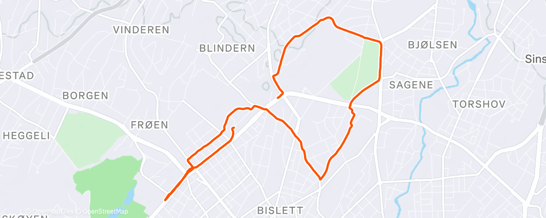 Map of the activity, Afternoon Run