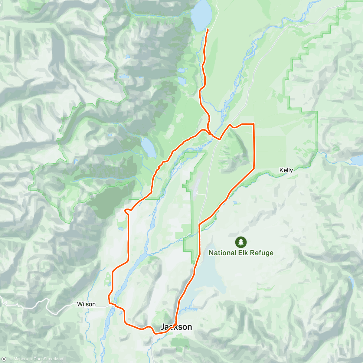 Map of the activity, Grand Teton Loop, plus. Teton National Park.
