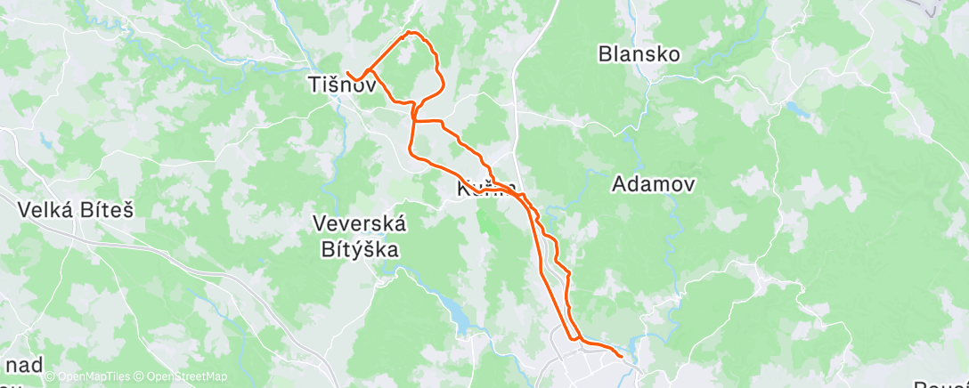 Map of the activity, Cycling