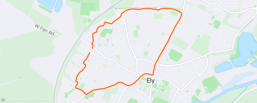 Map of the activity, Another evening run with mum