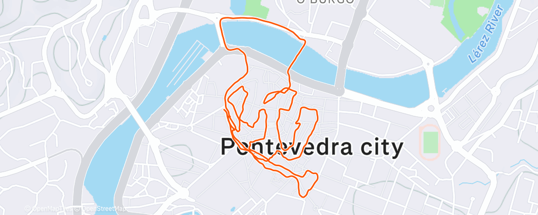 Map of the activity, Carrera de noche
