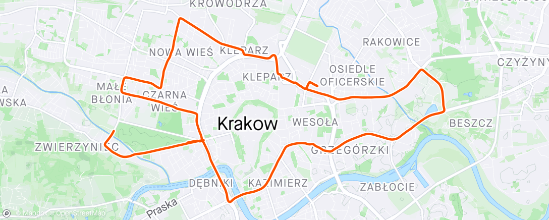 Map of the activity, Night Skating Kraków