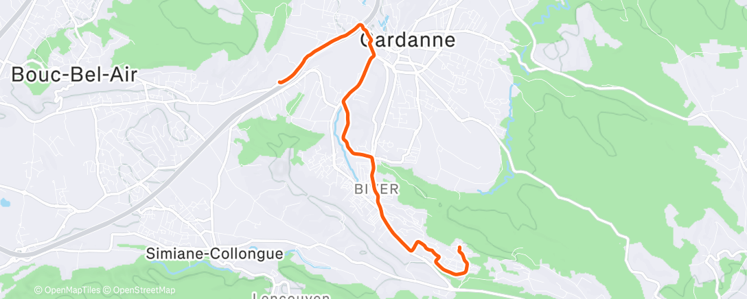 Map of the activity, Course à pied dans l'après-midi