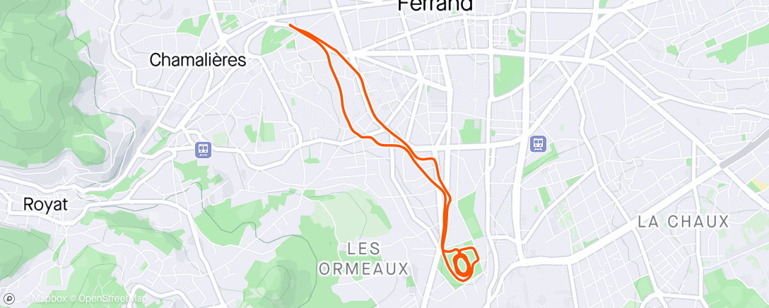 Map of the activity, Course à pied en soirée