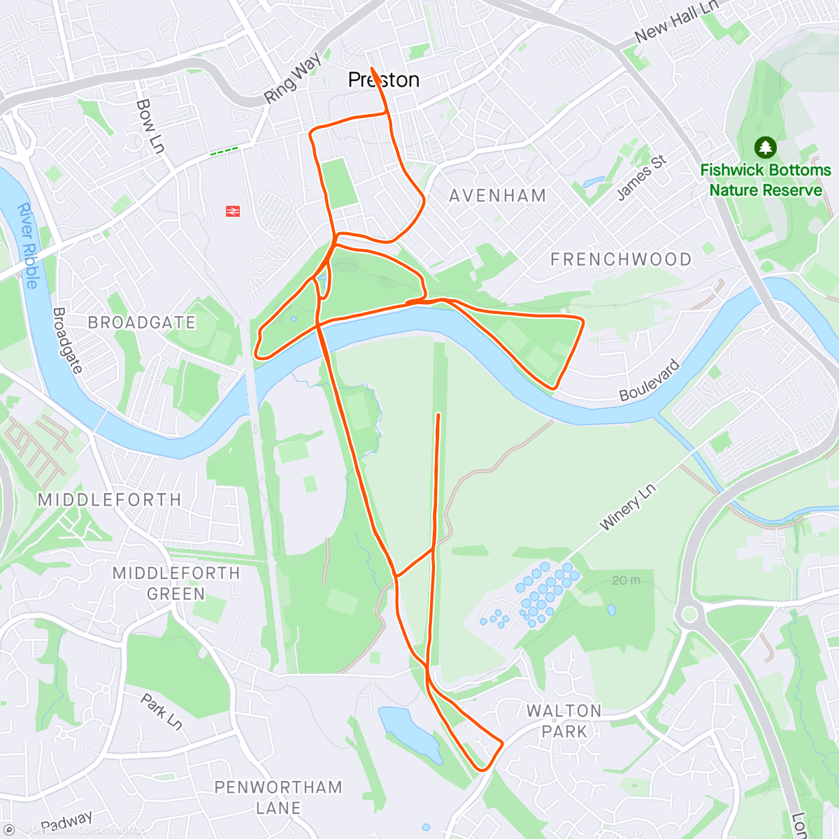 Map of the activity, Preston, 10 K