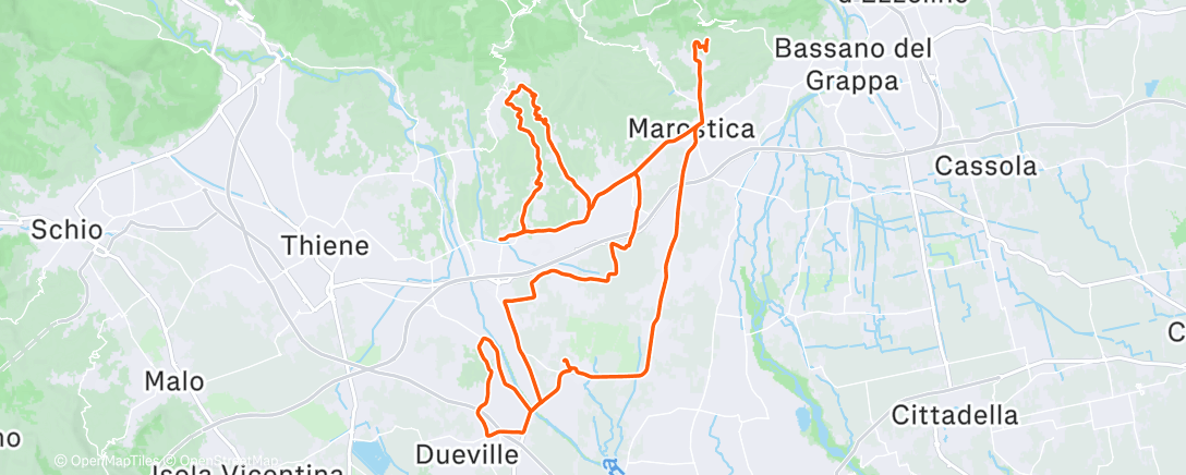 Map of the activity, Pedalata mattutina
