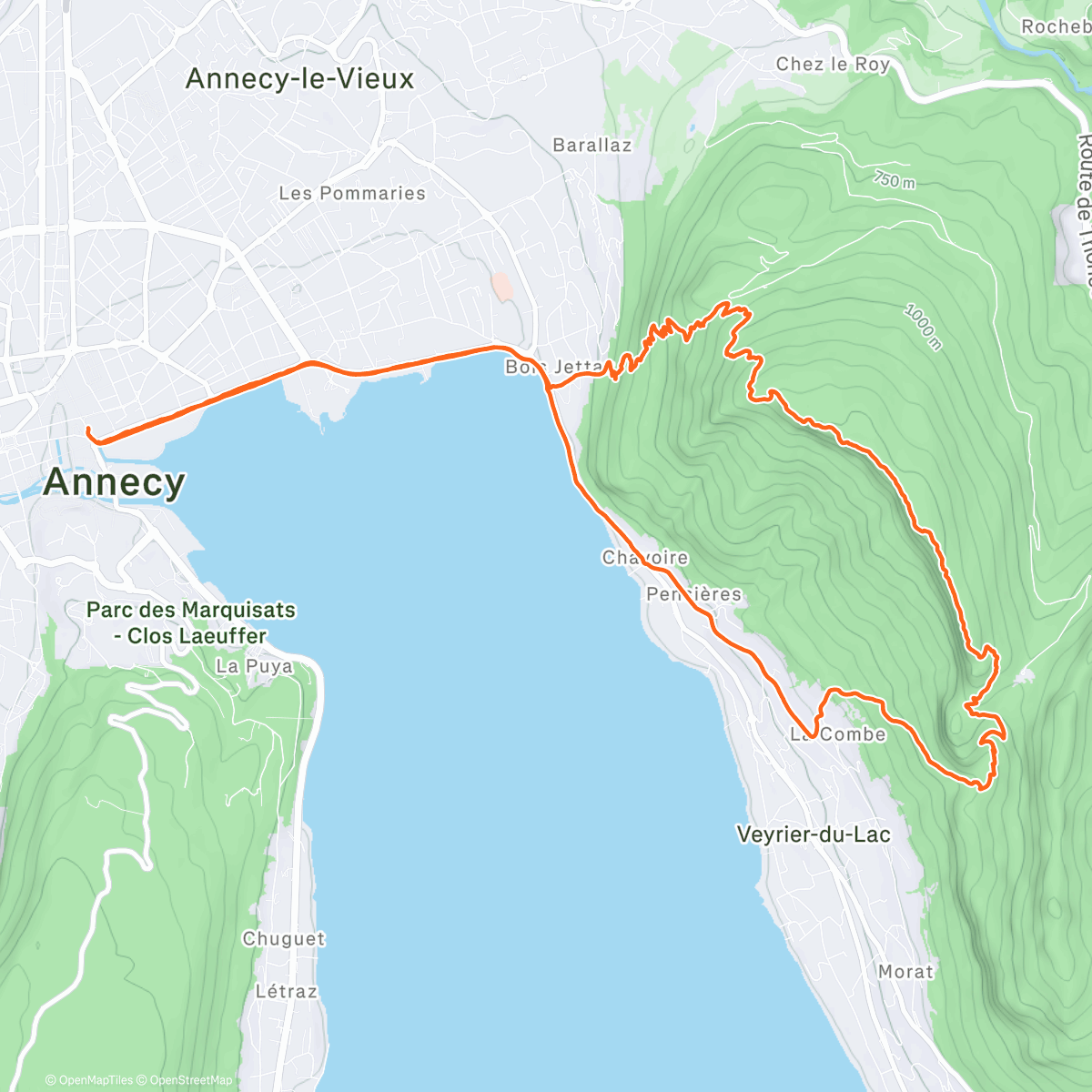 Map of the activity, Intervalles en côte avec Hugo