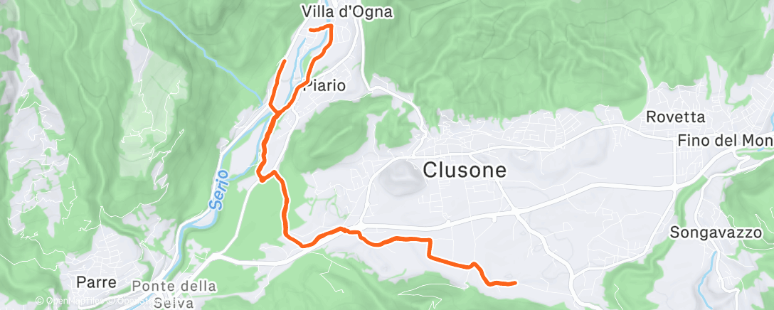 Map of the activity, Afternoon Run