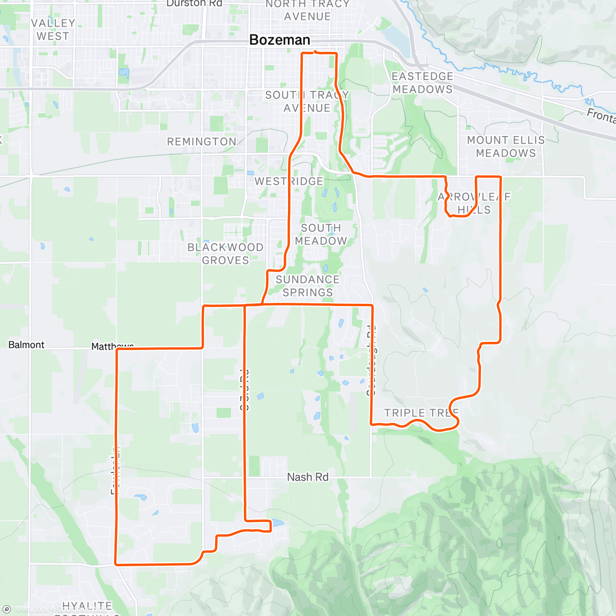 Map of the activity, Morning ski to afternoon ride