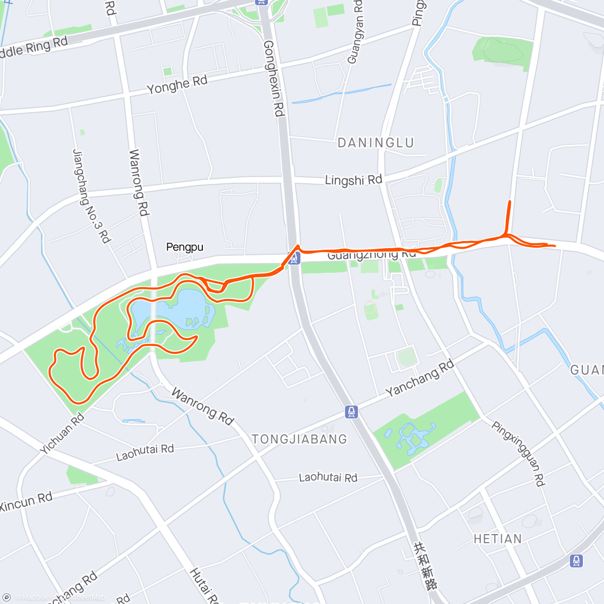 Map of the activity, Daning Lingshi Park 5km Lap