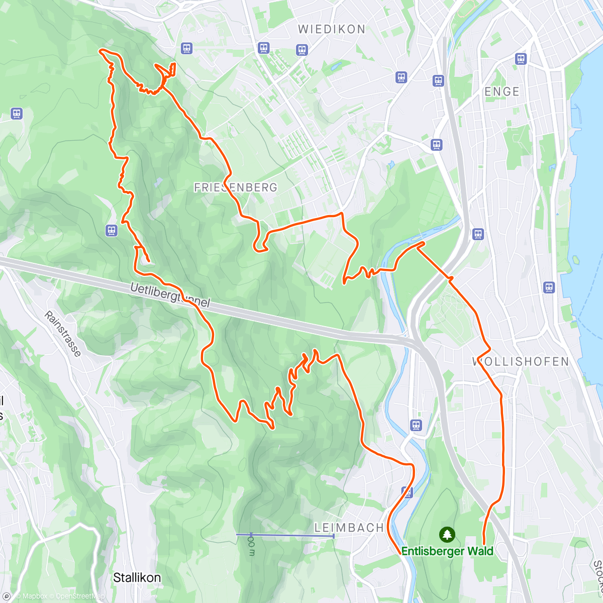 Map of the activity, Uetliberg + Antenna trail