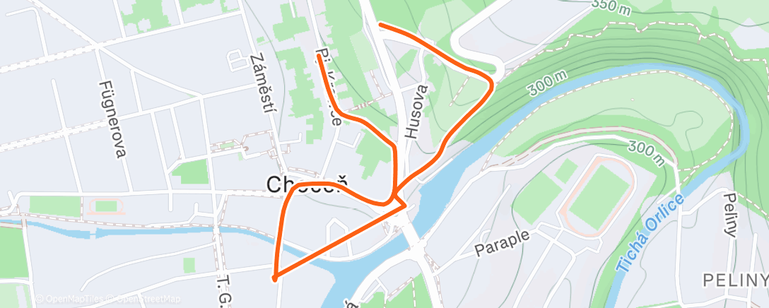 Map of the activity, Evening Run