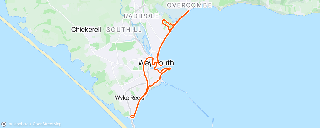 Map of the activity, Weymouth Half Marathon