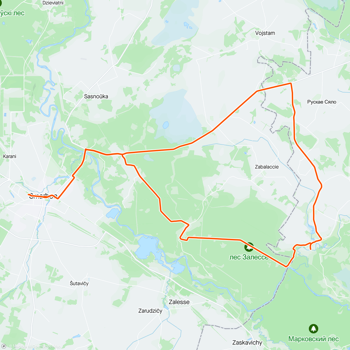 Map of the activity, Подвесной мост в Ручице & лесной автобан