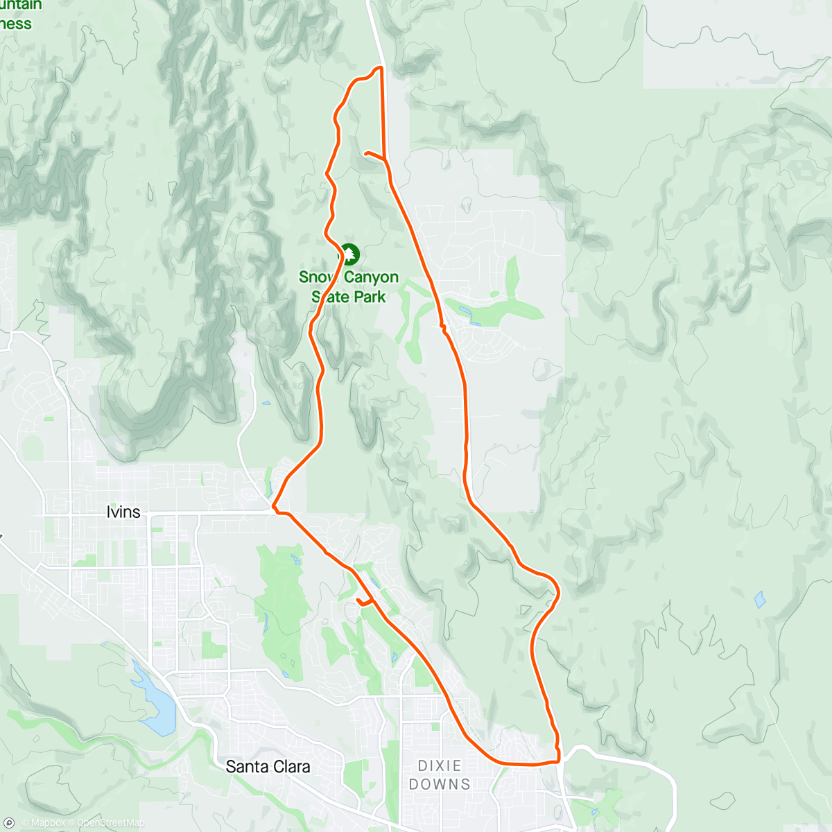 Map of the activity, Snow Canyon coffee ride