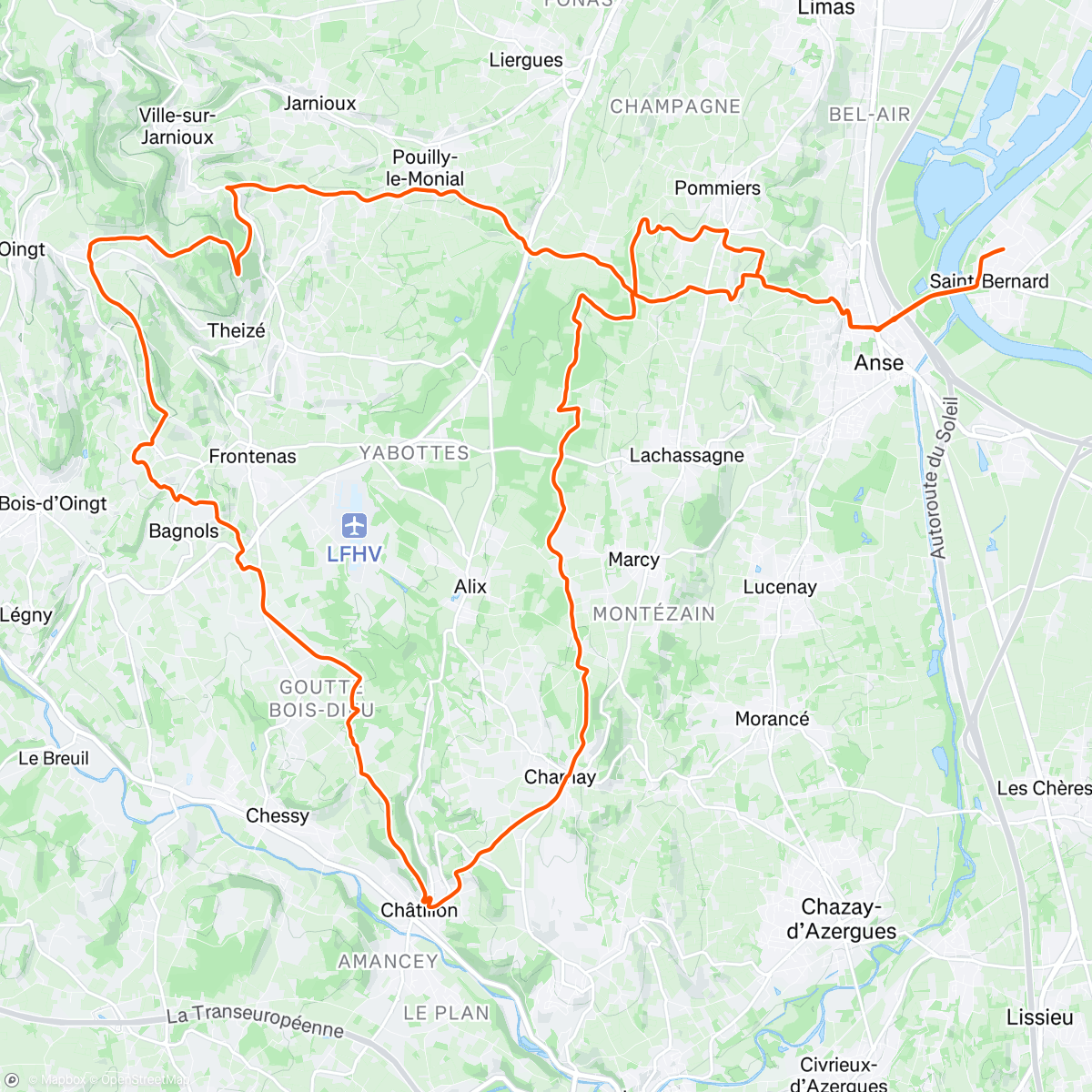 Map of the activity, Afternoon Mountain Bike Ride