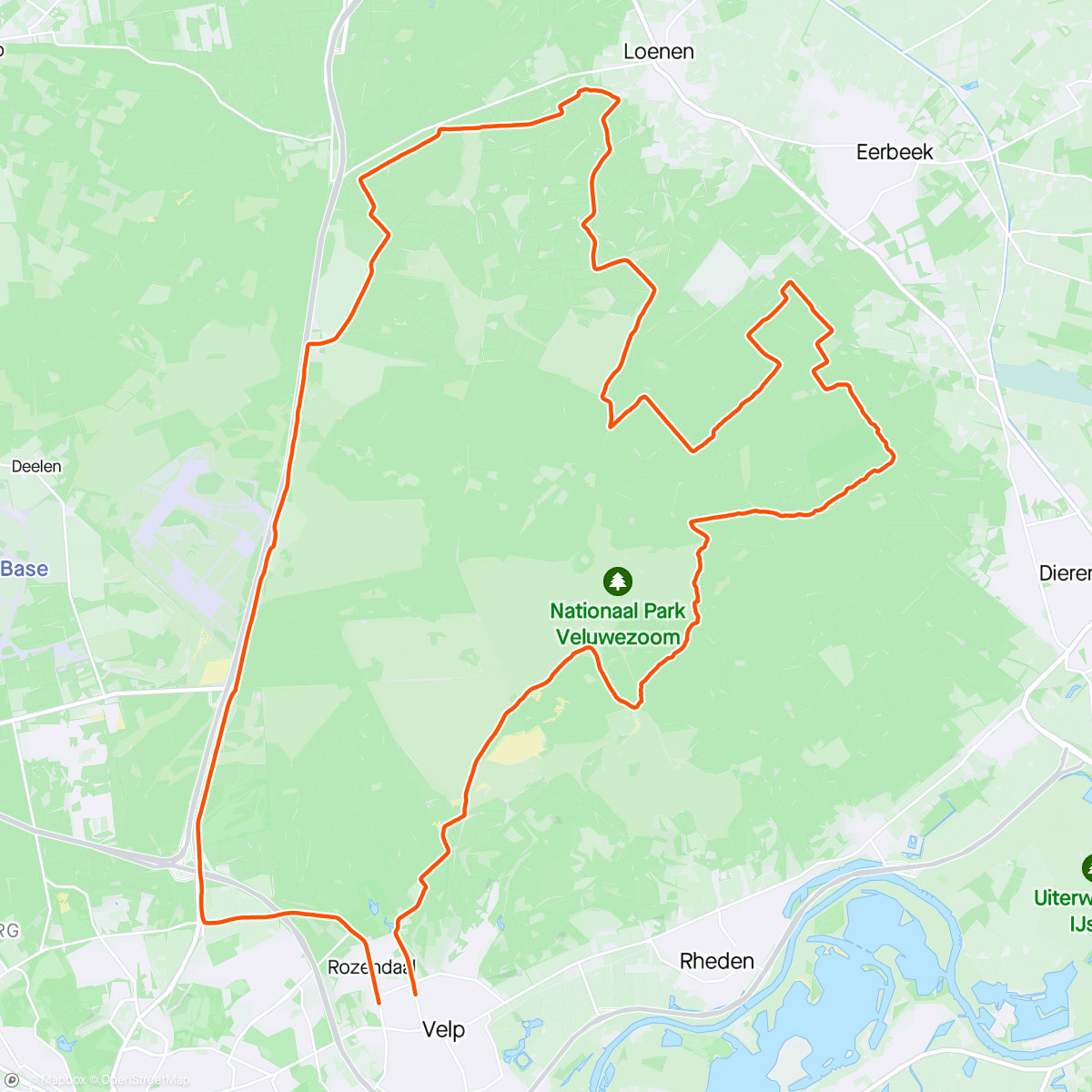 Map of the activity, Anderhalf uur stevig bos, daarna een half uur stevig met wat lege benen over asfalt huiswaarts