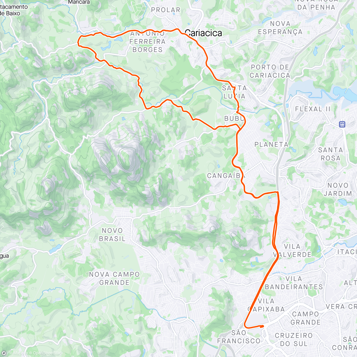 Mapa de la actividad, Pedal noturno 30/366
