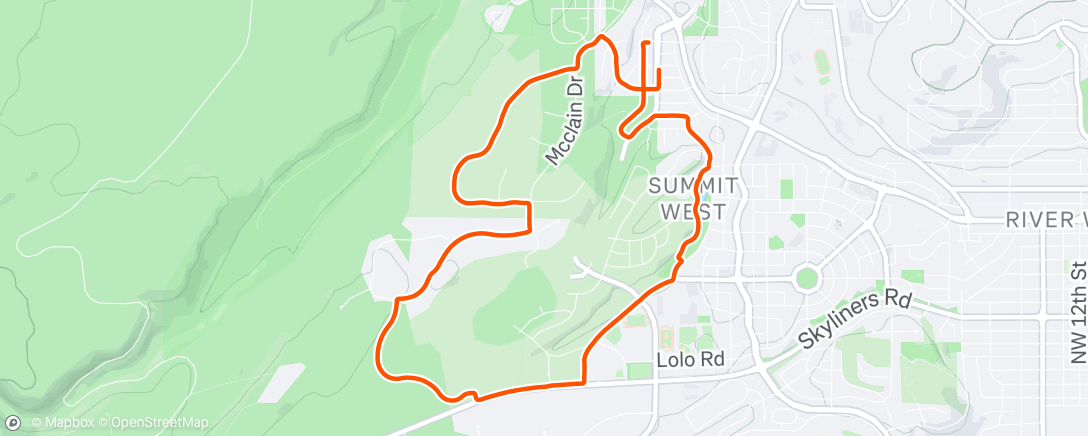 Map of the activity, Afternoon Run