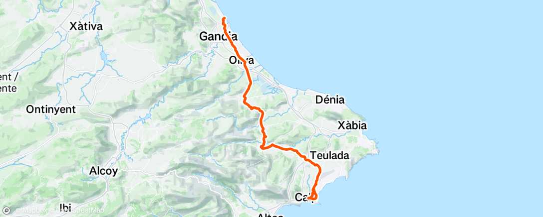 Map of the activity, Gandia -> Calpe