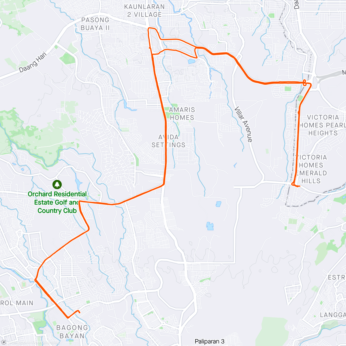 Map of the activity, night ride