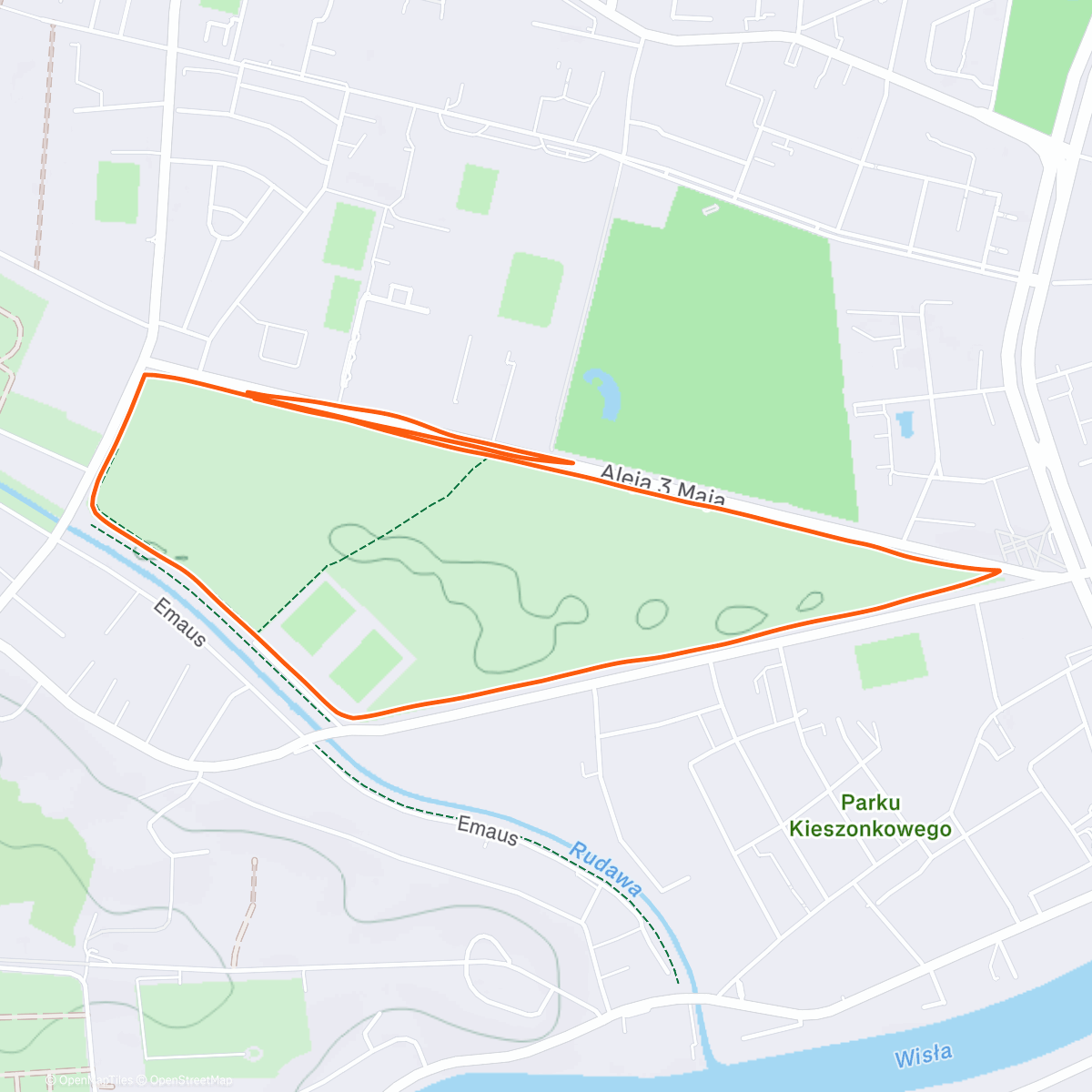Map of the activity, Świąteczny parkrun Kraków 🎄🥰