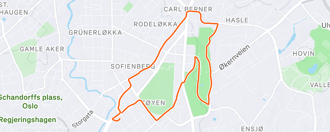 Map of the activity, Løpe lite mellom jobb og middag