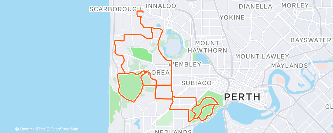 Map of the activity, Kings Park and Perry Lakes