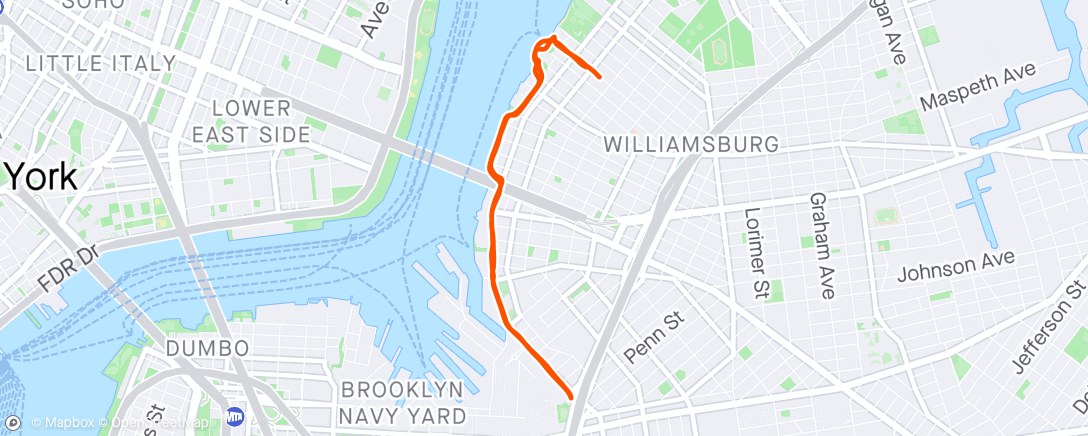 Map of the activity, On Williamsburg Run Club