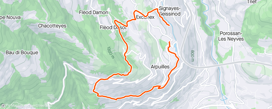 Mapa de la actividad, Sessione di trail running pomeridiana