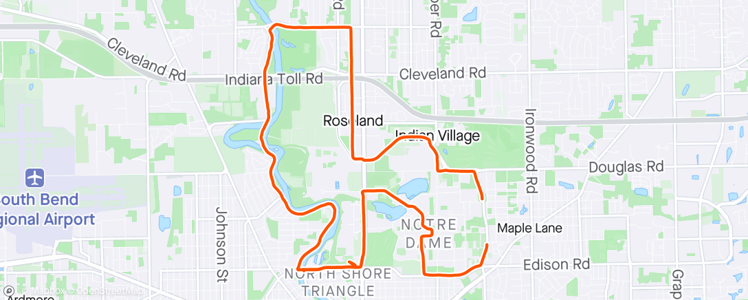 Map of the activity, Afternoon Bike in Indiana