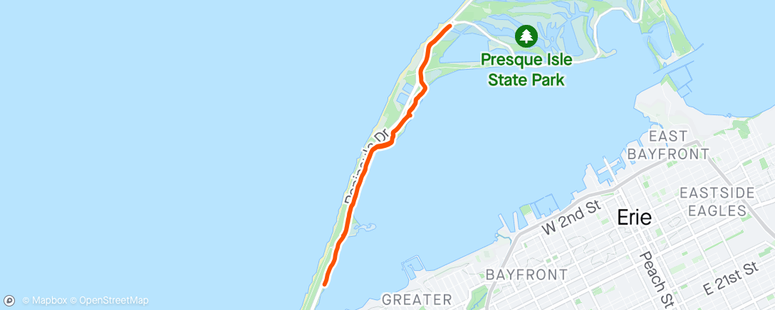 Map of the activity, Presque Isle Morning Run/Swim!