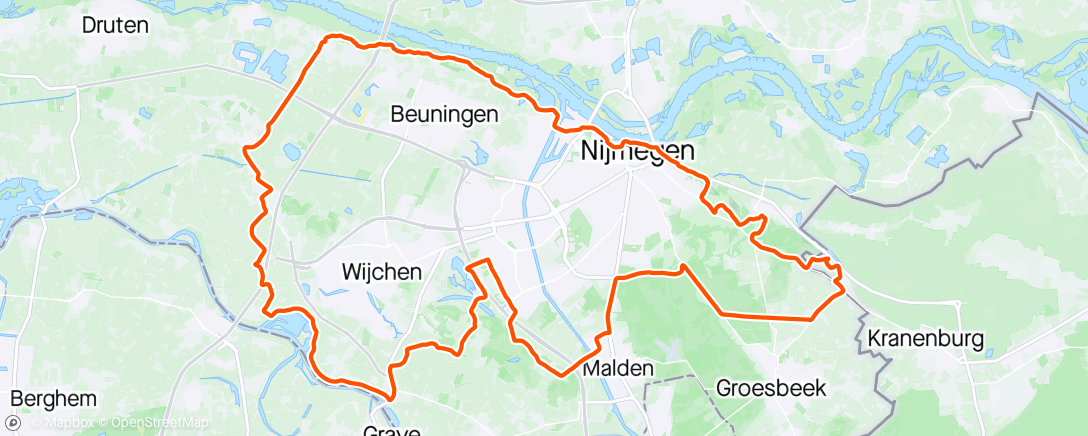 Map of the activity, Training for May 11 Ronde van Nijmegen With Joop Lammerts and partly Tom Lammerts